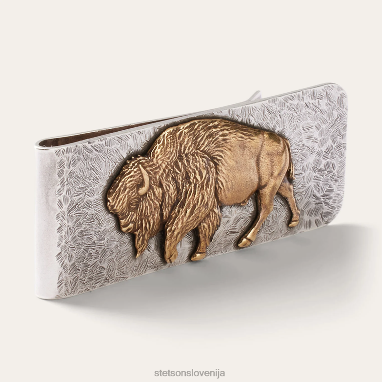 Stetson moški sponka za denar ameriškega bivola Z6H88415 srebro/medenina pripomoček
