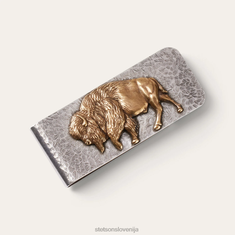 Stetson moški sponka za denar ameriškega bivola Z6H88415 srebro/medenina pripomoček