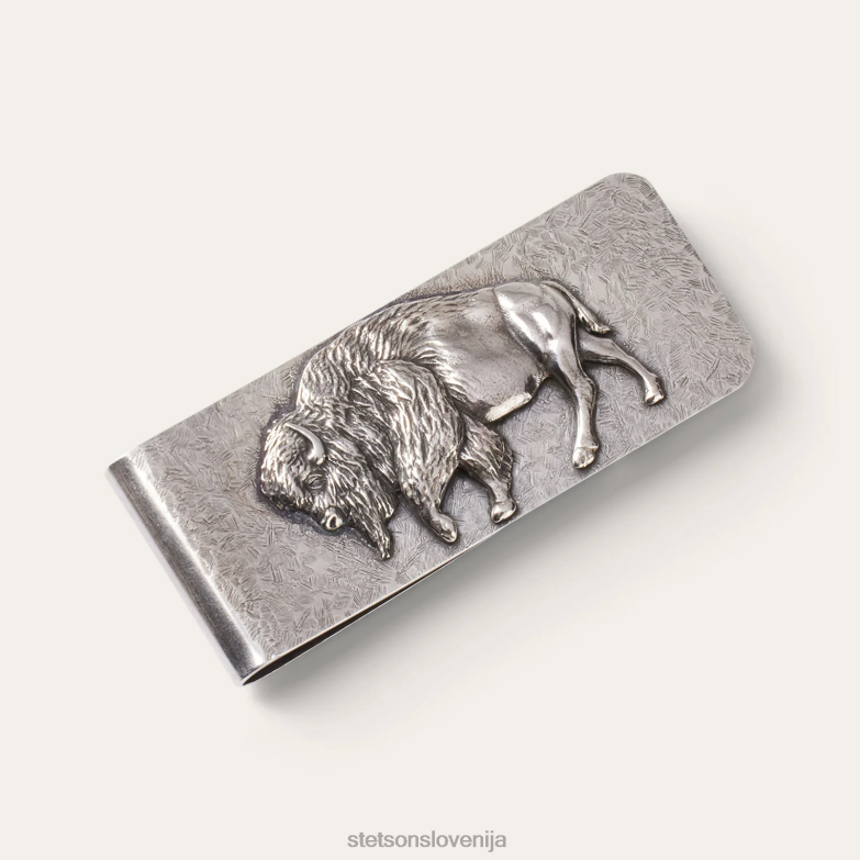 Stetson moški sponka za denar ameriškega bivola Z6H88418 šterling srebro pripomoček