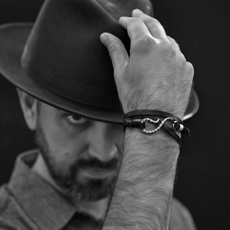 Stetson moški usnjena zapestnica s kavljem Z6H88417 rjavo usnje pripomoček