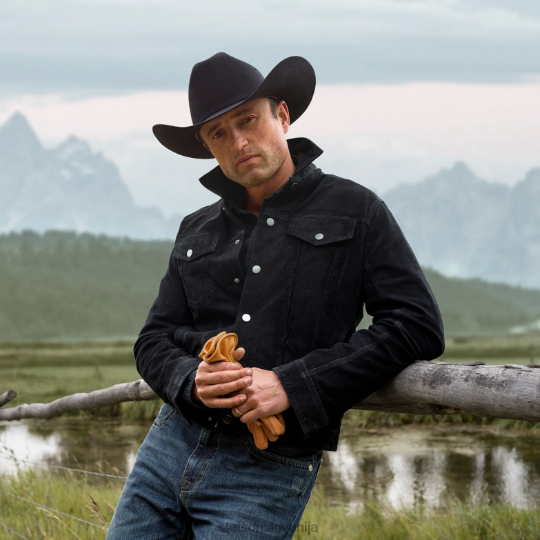 Stetson moški usnjena jeans jakna Z6H88412 Črna oblačila