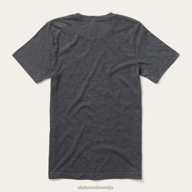 Stetson moški majica z grafiko v stiski Z6H88373 siva oblačila