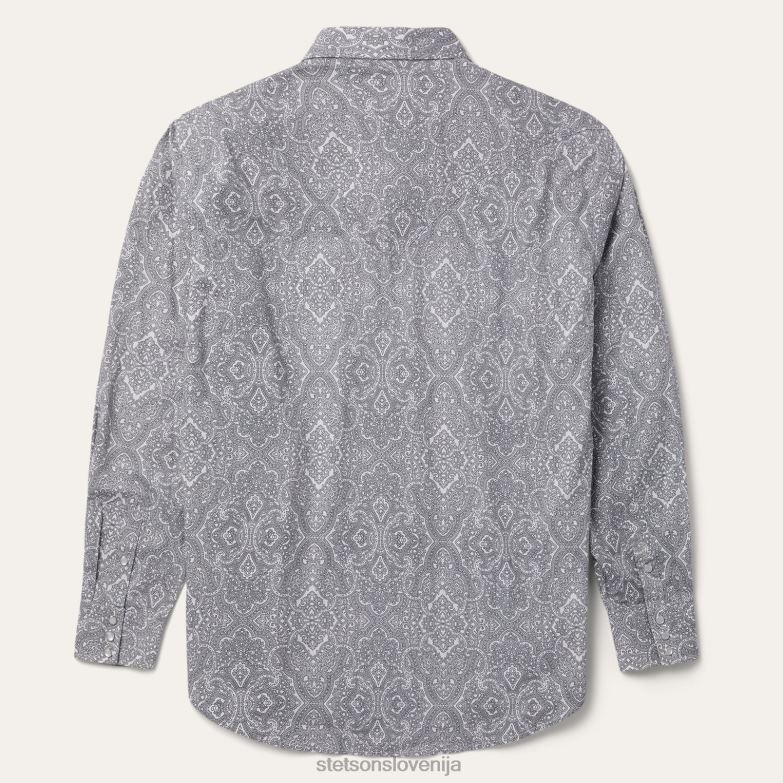 Stetson moški Highland srajca z zaponko spredaj Z6H88352 siva oblačila
