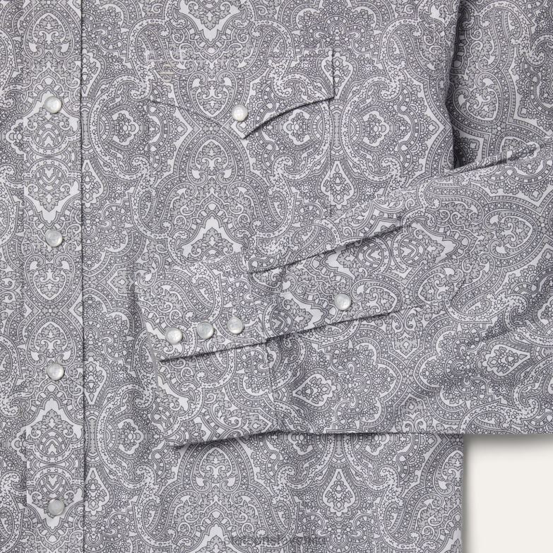 Stetson moški Highland srajca z zaponko spredaj Z6H88352 siva oblačila