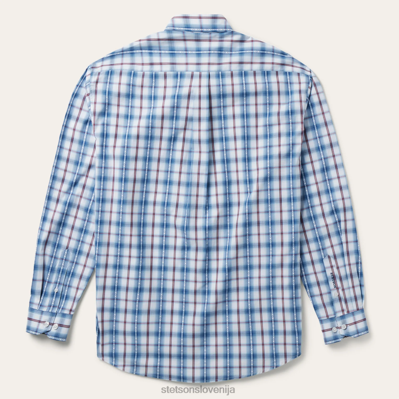 Stetson moški diamond dobby karirasta srajca Z6H88375 modra oblačila