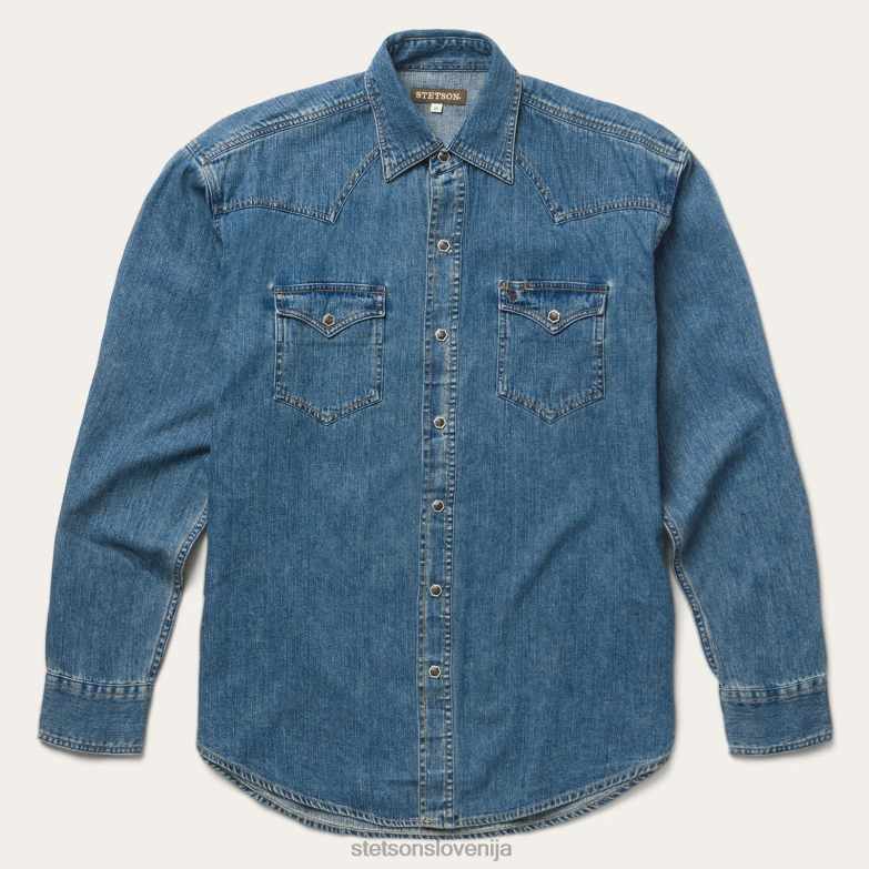 Stetson moški klasična denim srajca Z6H88347 modra oblačila