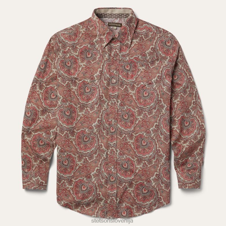 Stetson moški paisley western majica Z6H88346 rdeča oblačila