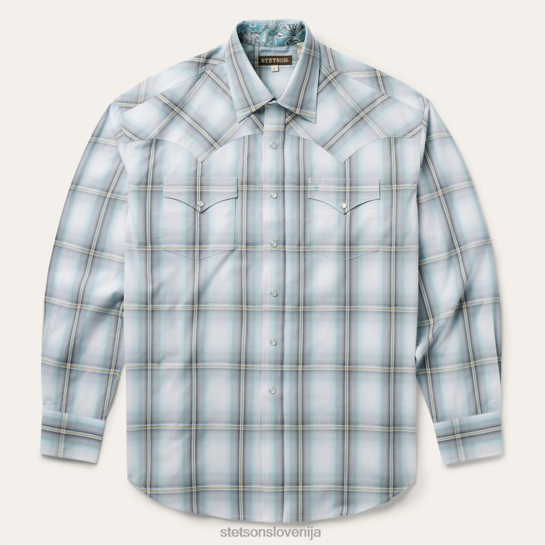 Stetson moški sky ombre karirasta western srajca Z6H88302 siva oblačila