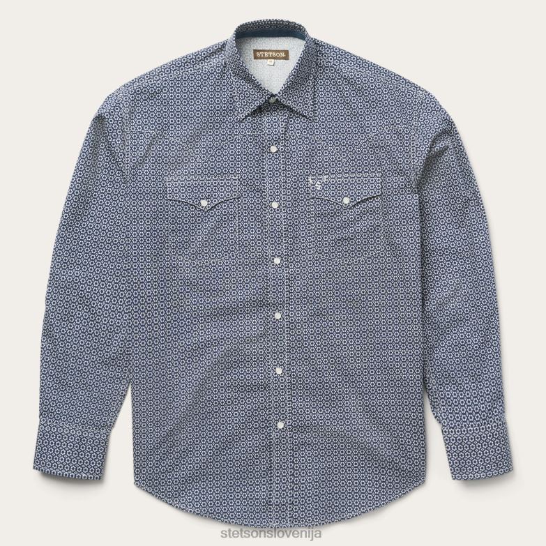 Stetson moški sprednja majica na zapenjanje Z6H88364 modra oblačila