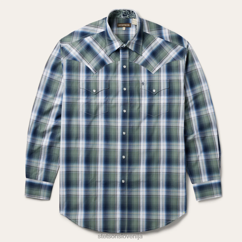 Stetson moški srečna karirasta western srajca z diamanti Z6H88311 zelena oblačila