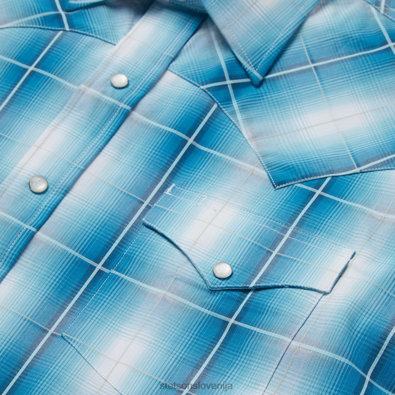 Stetson moški turkizna karirasta srajca Z6H88360 modra oblačila