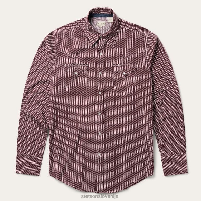 Stetson moški western majica s potiskom zlomljenih diamantov Z6H88310 rdeča oblačila