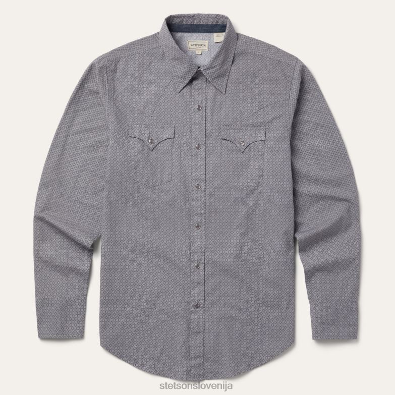 Stetson moški western majica z diamantnim vzorcem Z6H88353 siva oblačila