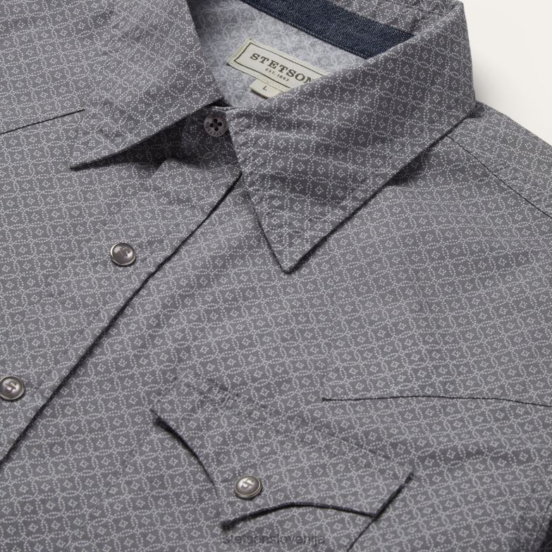 Stetson moški western majica z diamantnim vzorcem Z6H88353 siva oblačila