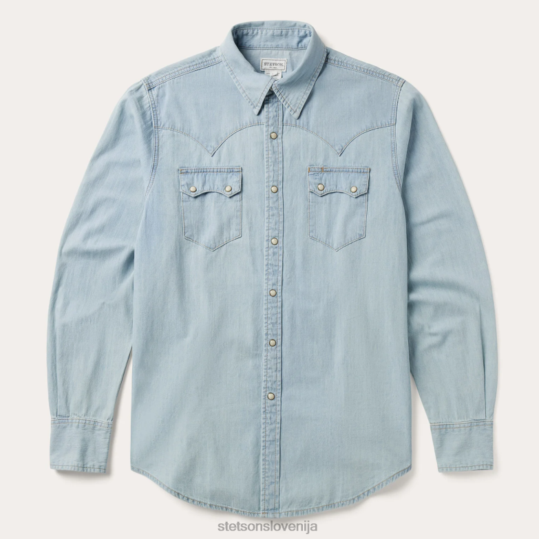 Stetson moški western srajca iz lahkega jeansa Z6H88300 modra oblačila