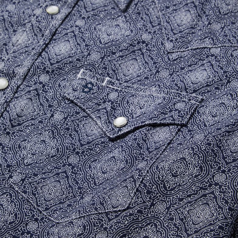 Stetson moški western srajca s potiskom medaljonov Z6H88328 modra oblačila