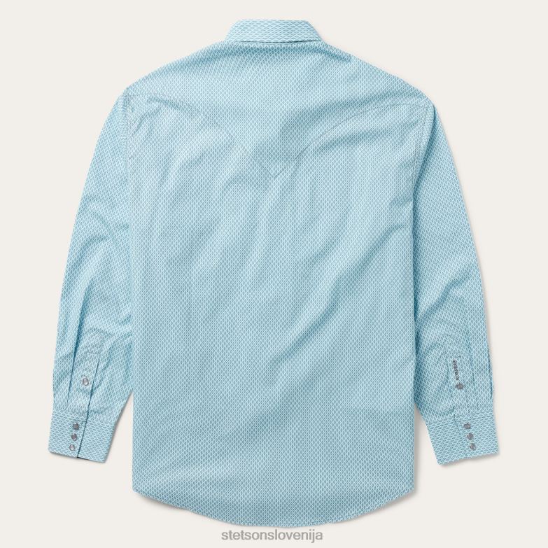 Stetson moški western srajca s srebrnim diamantnim vzorcem Z6H88303 modra oblačila