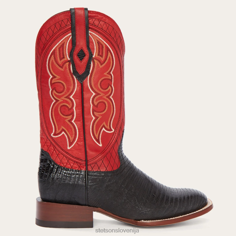 Stetson moški mat kavbojski škorenj arlington Z6H88234 črna teju rdeča obutev
