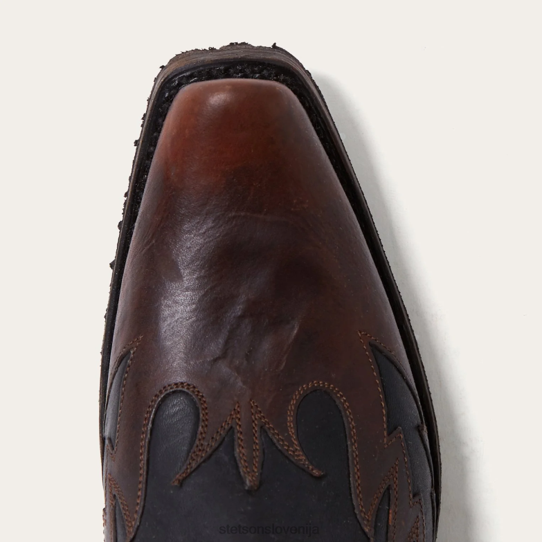 Stetson moški naoljen usnjen kavbojski škorenj biker outlaw Z6H88238 rjav obutev