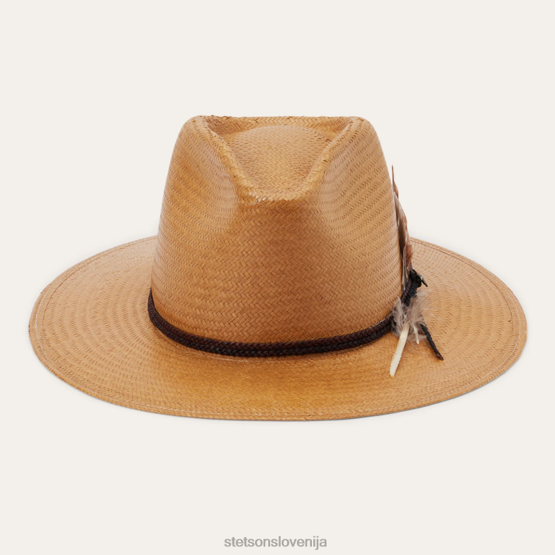 Stetson uniseks Fedora iz slame juno shantung Z6H88146 pesek pokrivala