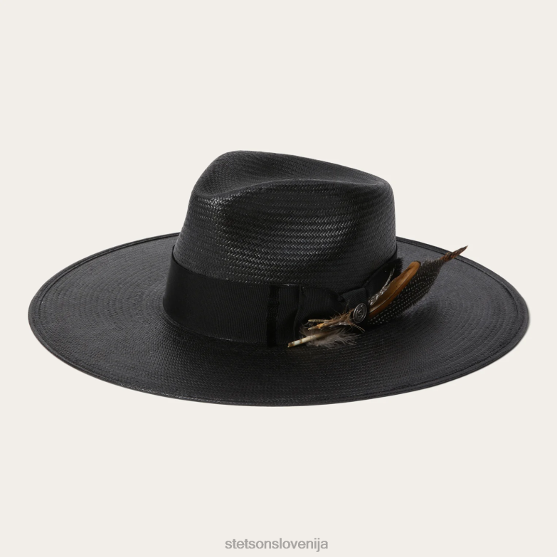 Stetson uniseks fedora iz slame atacama Z6H88166 Črna pokrivala