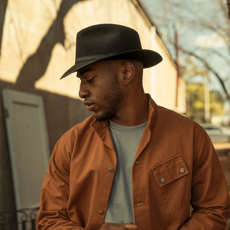 Stetson uniseks stratoliner fedora Z6H8859 Črna pokrivala