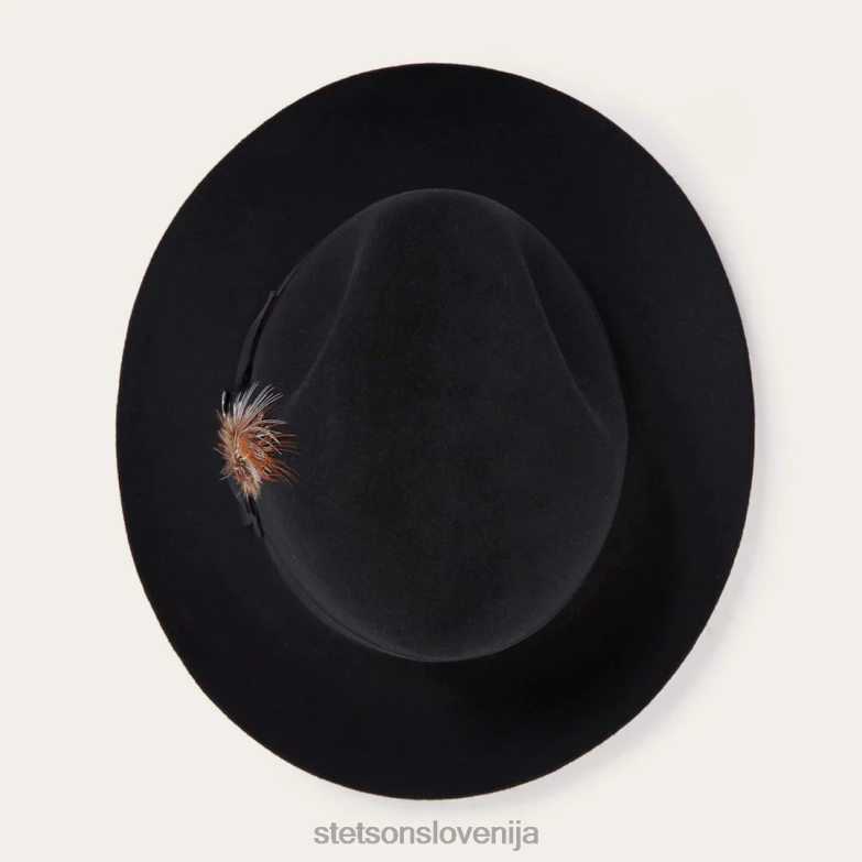 Stetson uniseks tempeljska fedora Z6H8896 Črna pokrivala