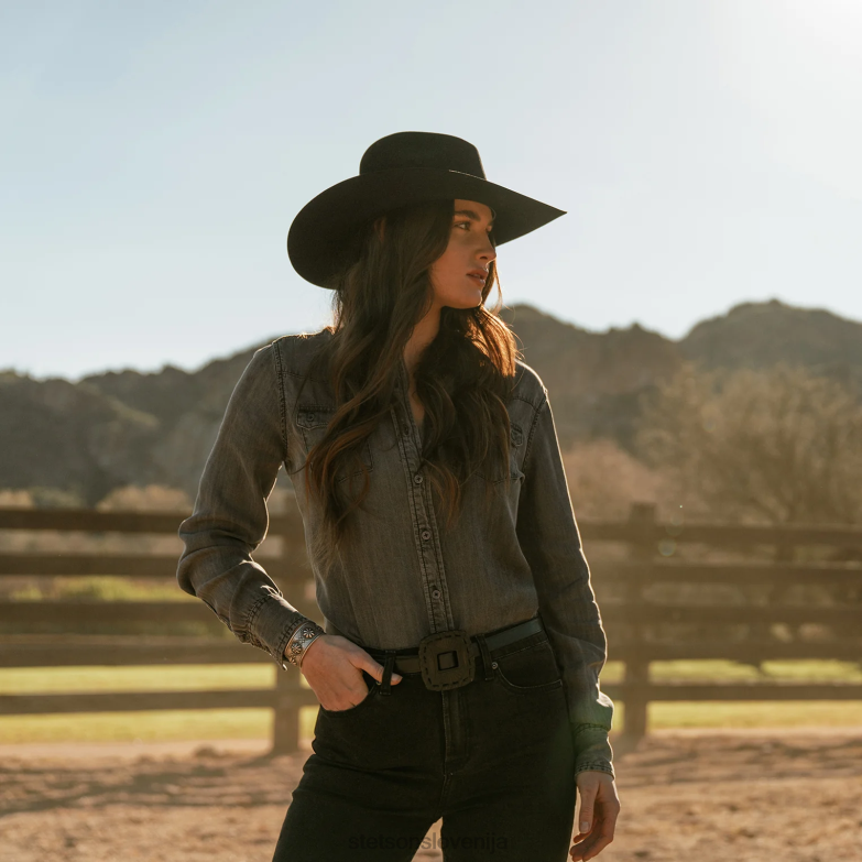 Stetson uniseks gus 6x kavbojski klobuk Z6H8820 Črna pokrivala