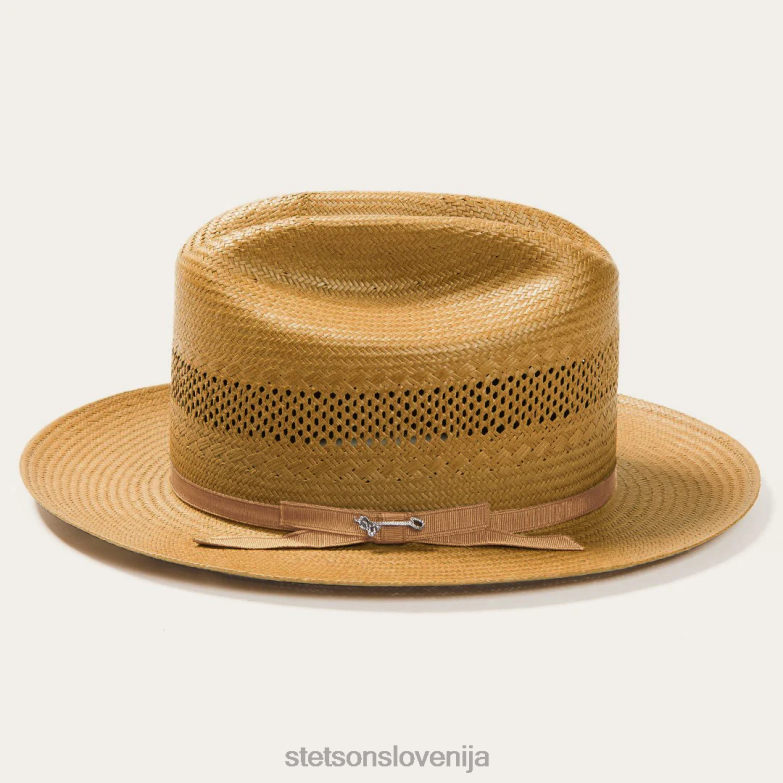 Stetson uniseks odprt cestni slamnati kavbojski klobuk Z6H8822 konjak pokrivala