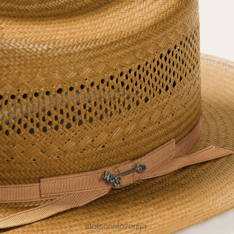 Stetson uniseks odprt cestni slamnati kavbojski klobuk Z6H8822 konjak pokrivala