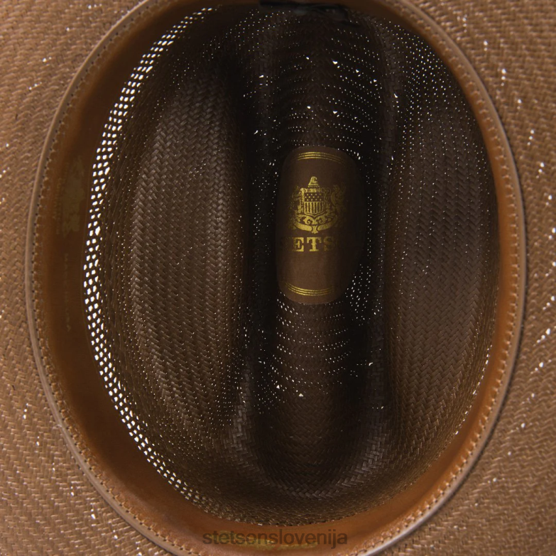 Stetson uniseks odprt cestni slamnati kavbojski klobuk Z6H8823 čokolada pokrivala