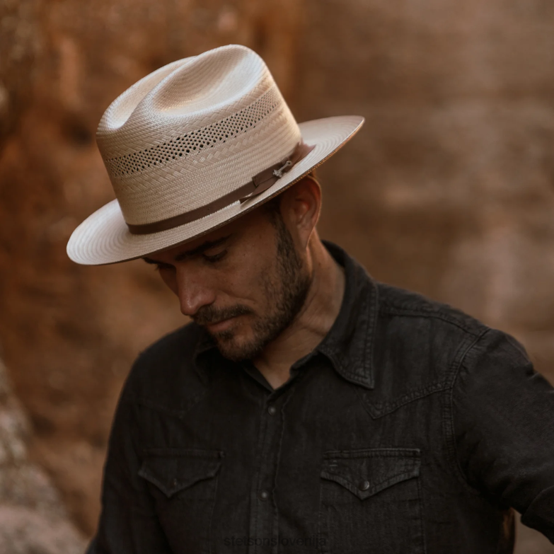 Stetson uniseks odprta cesta 10x slamnati kavbojski klobuk Z6H8821 popečen pokrivala