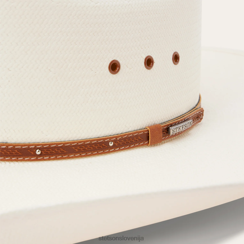 Stetson uniseks stanhope 10x slamnati kavbojski klobuk Z6H88150 naravno pokrivala