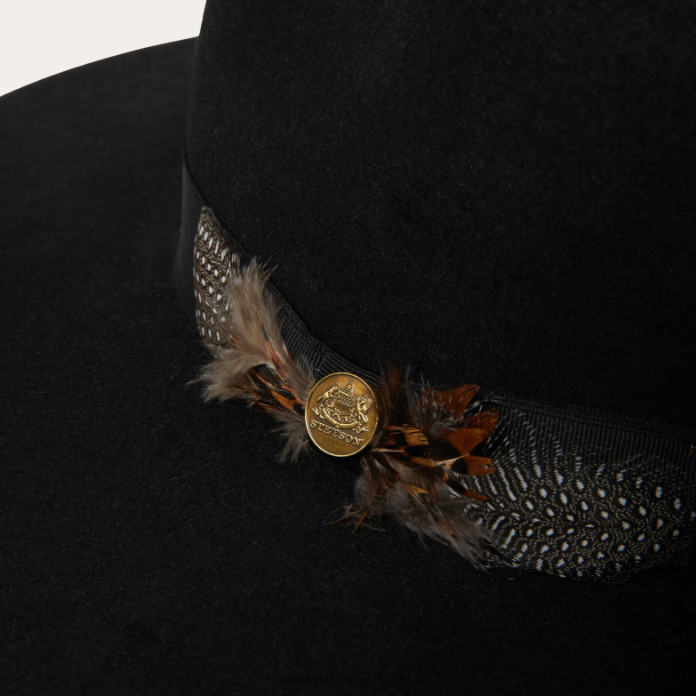 Stetson uniseks klobuk s širokim ravnim robom midtown Z6H88116 Črna pokrivala