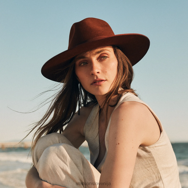 Stetson uniseks klobuk s širokim ravnim robom midtown Z6H8836 konjak pokrivala