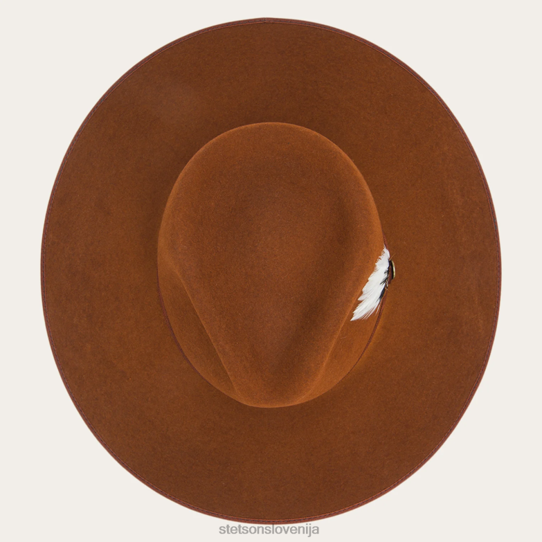Stetson uniseks klobuk s širokim ravnim robom midtown Z6H8836 konjak pokrivala