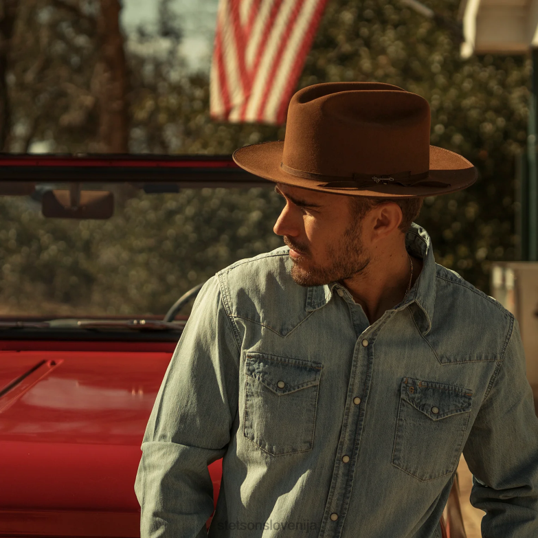 Stetson uniseks odprt cestni kraljevski deluxe klobuk Z6H8844 konjak pokrivala