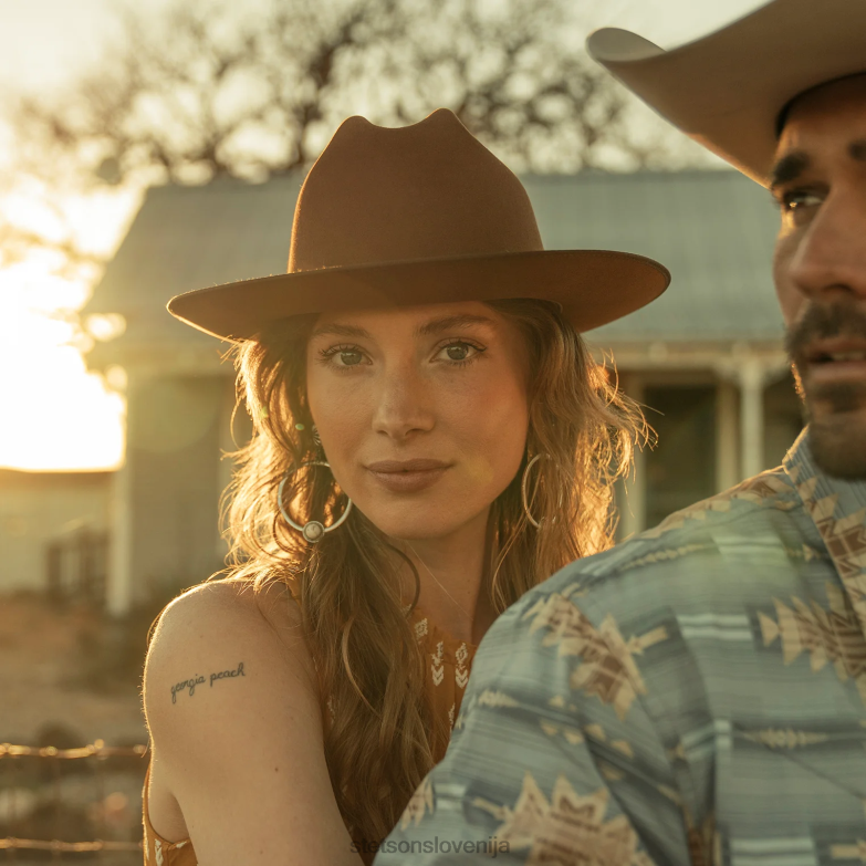 Stetson uniseks odprt cestni kraljevski deluxe klobuk Z6H8844 konjak pokrivala