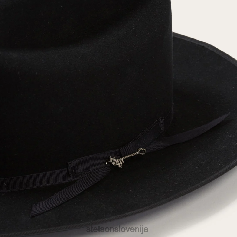 Stetson uniseks odprt cestni kraljevski deluxe klobuk Z6H8857 Črna pokrivala