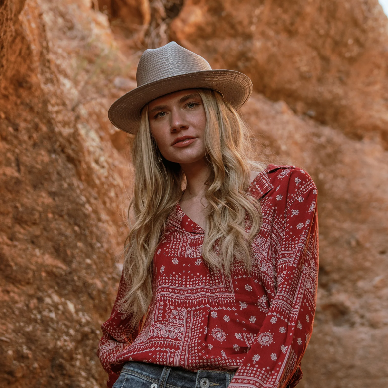 Stetson uniseks odprt cestni slamnik Z6H8874 taupe pokrivala