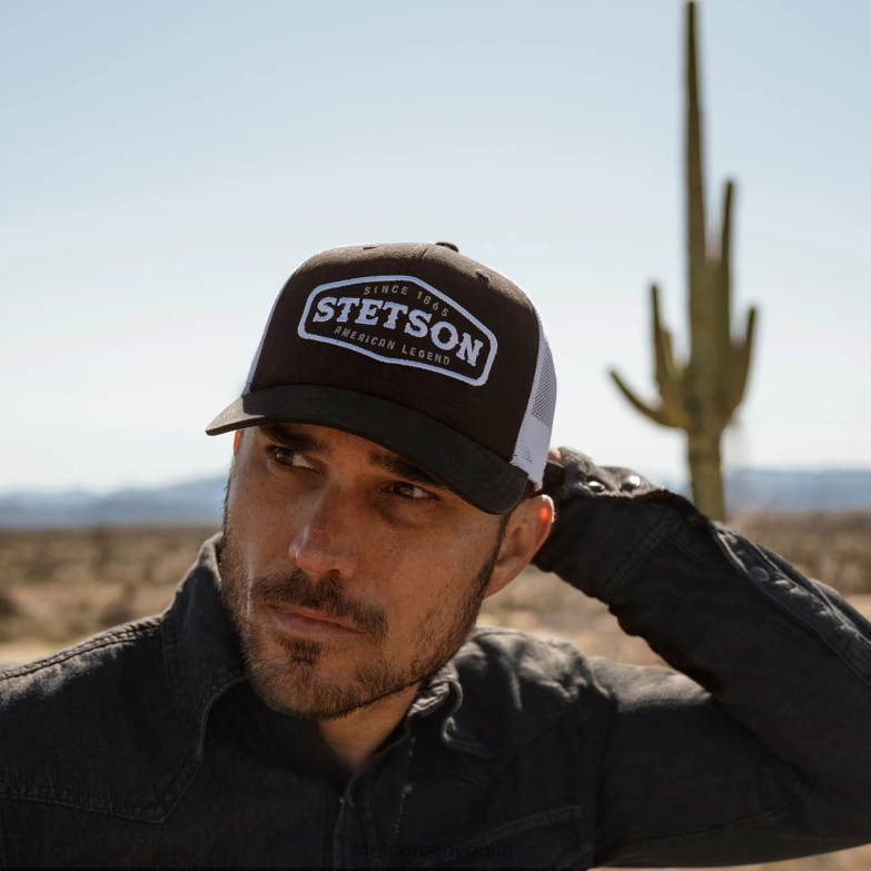Stetson uniseks core patch cap za tovornjake Z6H88204 Črna pokrivala