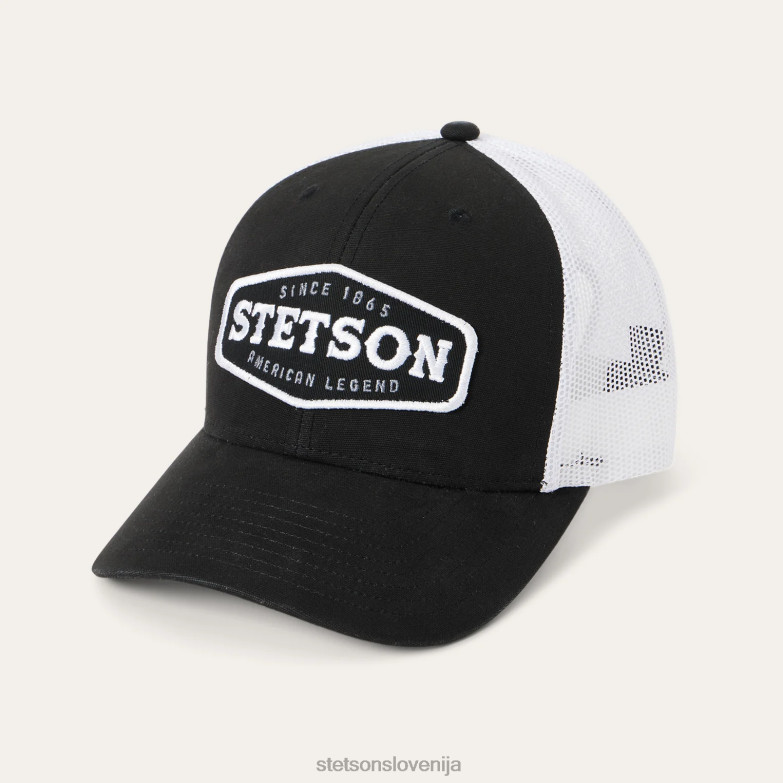 Stetson uniseks core patch cap za tovornjake Z6H88204 Črna pokrivala