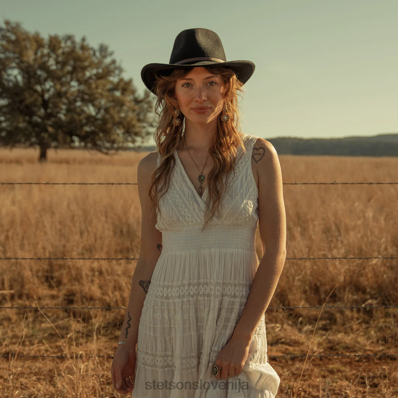 Stetson uniseks bozeman zunanji klobuk Z6H8826 Črna pokrivala