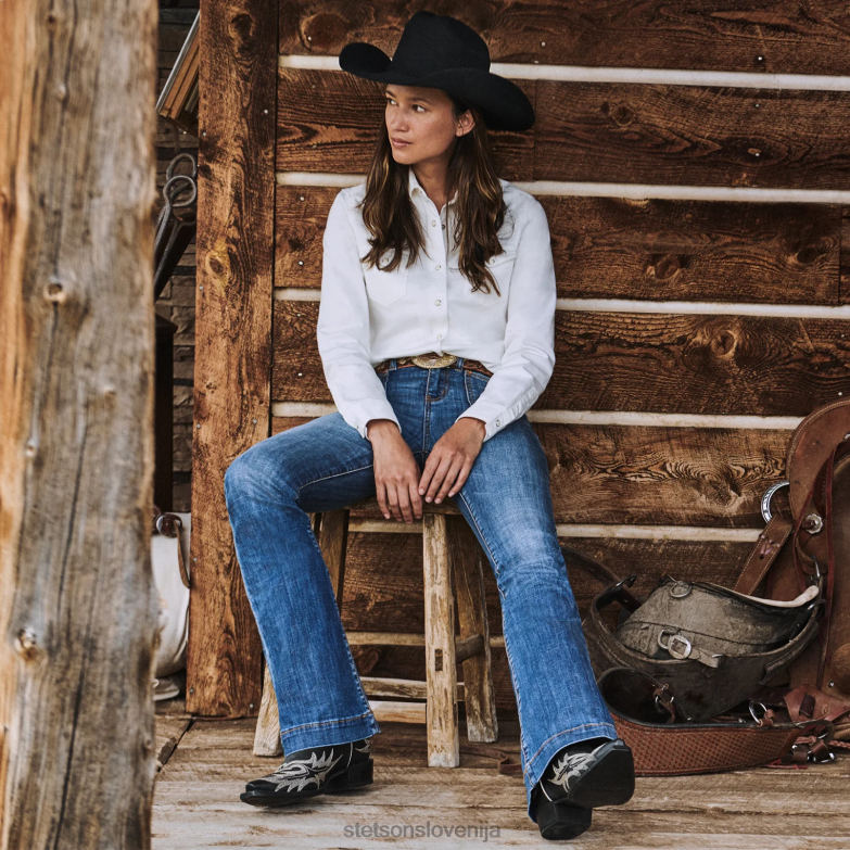 Stetson ženske 921 široke kavbojke z visokim pasom Z6H88530 modra oblačila