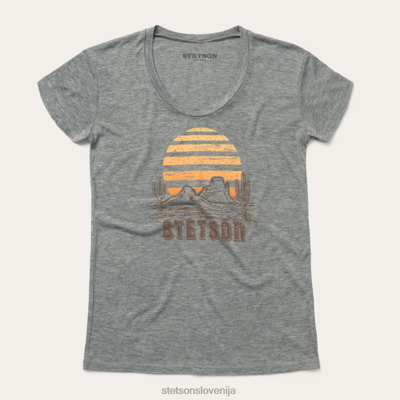 Stetson ženske majica z grafiko sončnega zahoda Z6H88470 siva oblačila