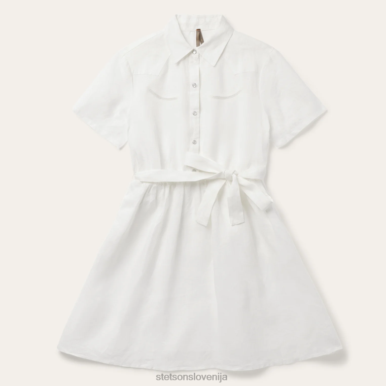 Stetson ženske lanena srajčna obleka s črtami v tonu Z6H88487 bela oblačila