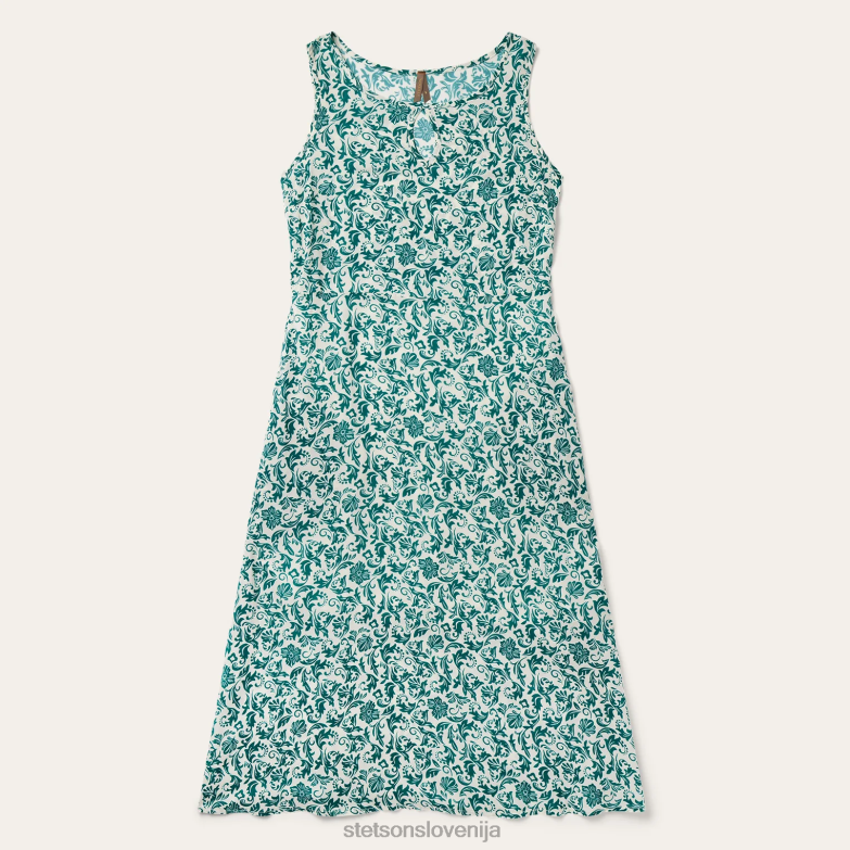 Stetson ženske obleka brez rokavov iz rajona s cvetličnim potiskom iz žada Z6H88486 zelena oblačila