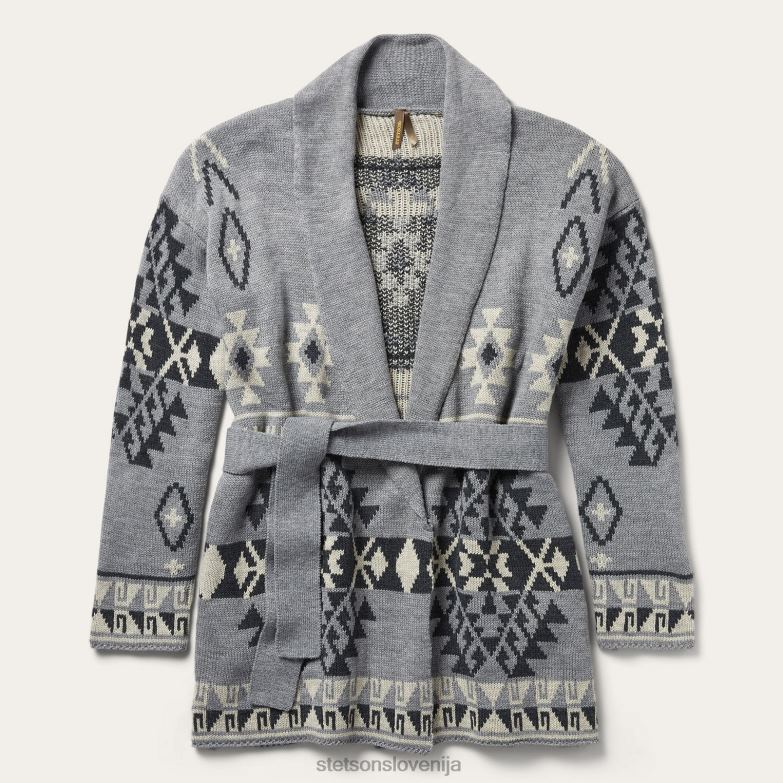 Stetson ženske debel pleten pulover na kravato Z6H88543 siva oblačila