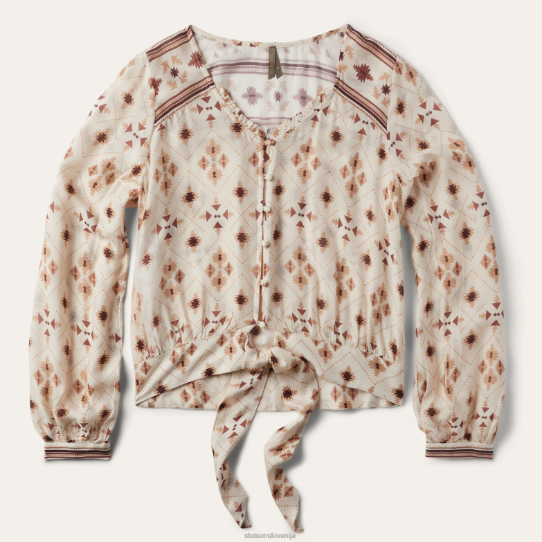 Stetson ženske bluza na ribjo kost iz rajona s potiskom gaucho Z6H88447 bela oblačila