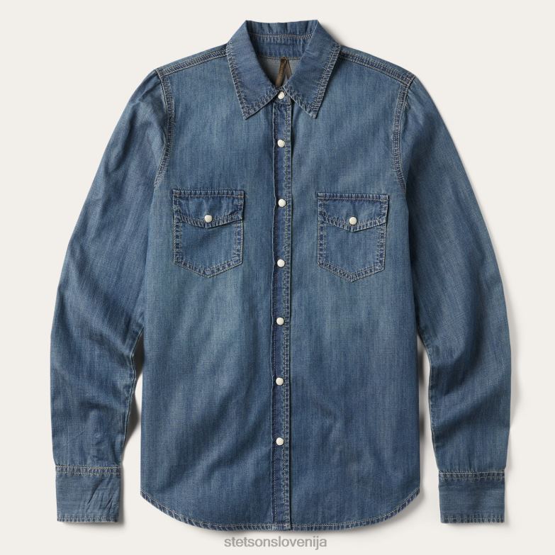 Stetson ženske boyfriend fit denim srajca Z6H88446 modra oblačila
